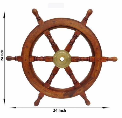 Captains Ship Wheel Steering With Brass Handle Vintage 24