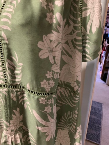 Milea silk and viscose dress summer or spring sage colour size L - Picture 3 of 8