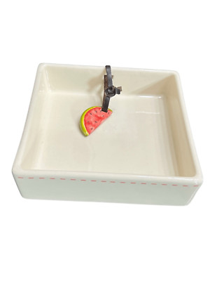 Rae Dunn Ceramic Square Napkin Holder with Watermelon Weight