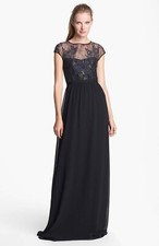 Erin Fetherston Peyton Gown lace Blue Black Long Dress Lace Sz 6