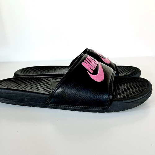 Nike Pink Black Slides Sandals Women’s Size 11 Comfort Slip-On Shoes Pool Water - Picture 5 of 10