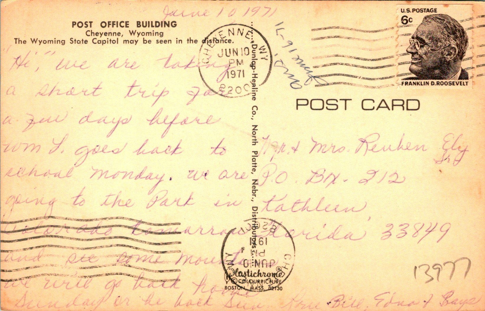 Cheyenne WY Post Office Building Postcard used (13977) eBay
