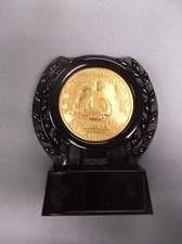 gold lyre sheet music performer trophy black acrylic award stamped metal insert