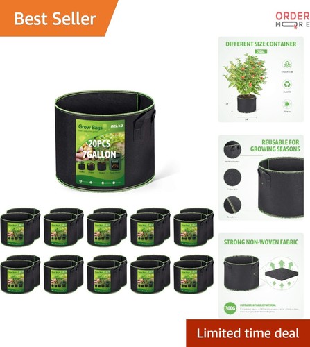 20 Pack 7 Gallon Heavy Duty Fabric Grow Bags with Handles for Indoor Outdoor ...