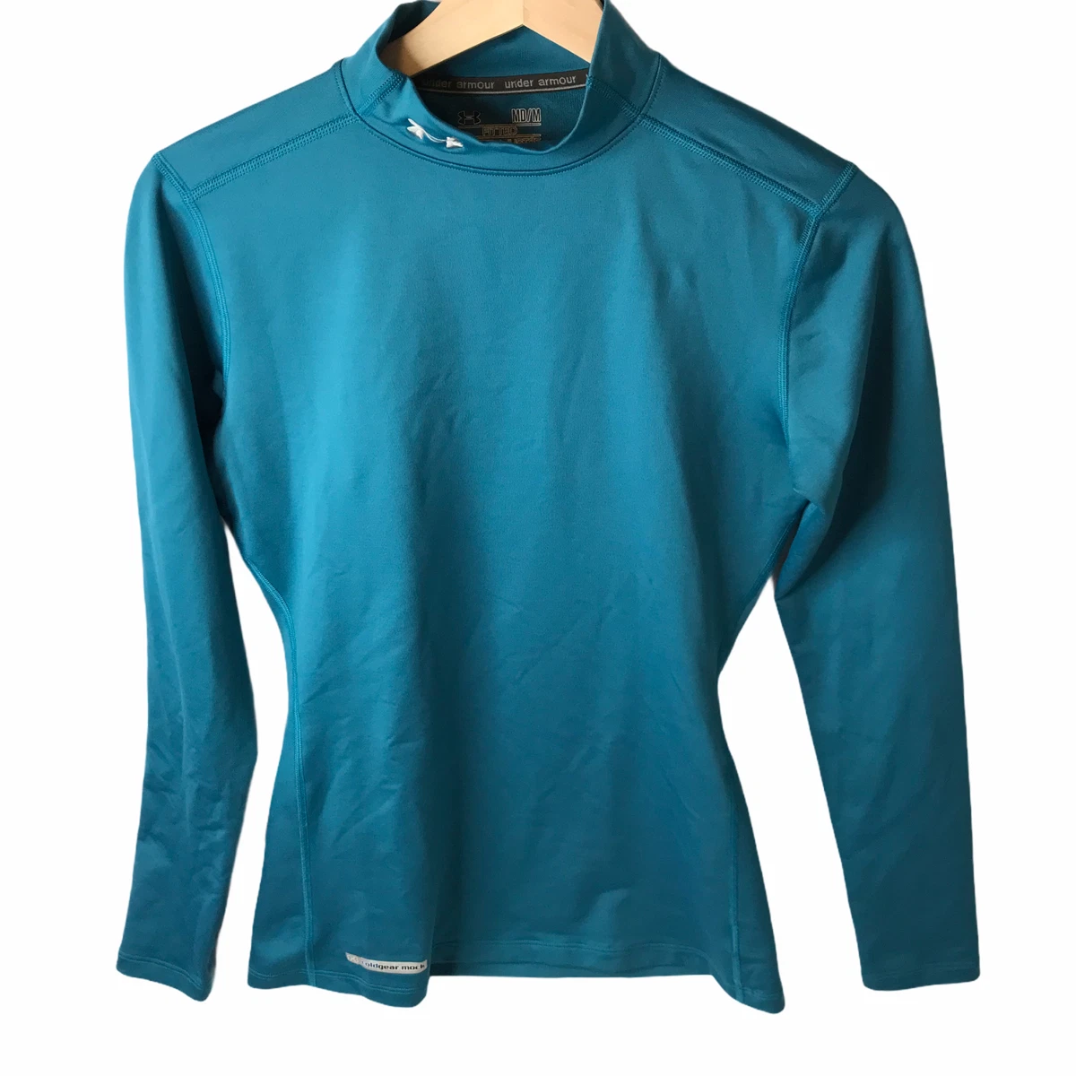 Under Armour ColdGear Long Sleeve Turtleneck Shirt Mock Neck Teal Green  Wmns M