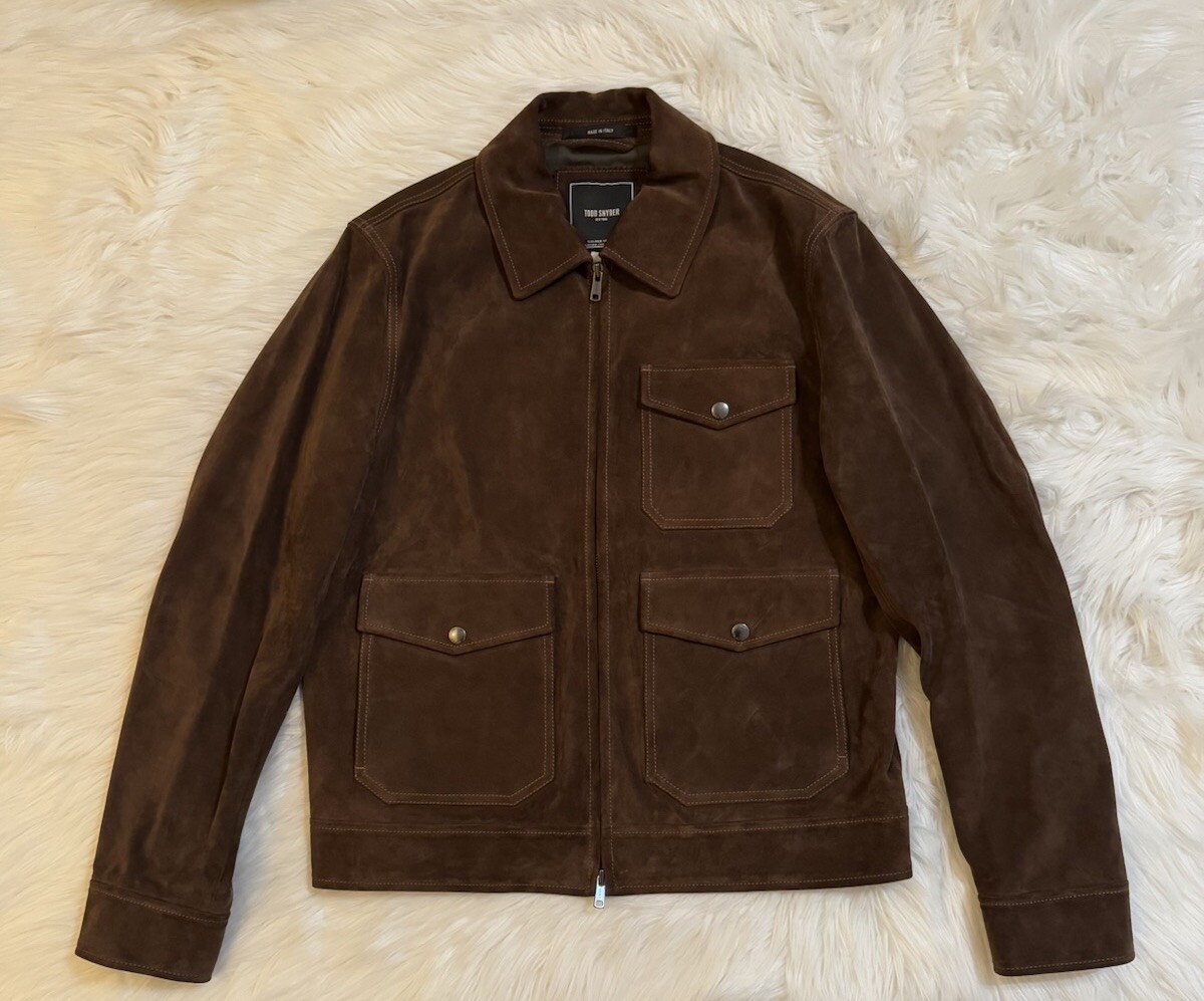 TODD SNYDER メンズ アウター S Todd Snyder New Suede Zip Aviator Jacket Chocolate Brown