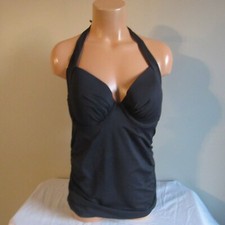 Tommy Bahama Pearl Solids UW Full Coverage Cup Tankini Swim Top Black XS/D NWT