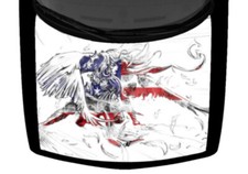 Angel Swordsman Warrior Truck Hood Wrap Vinyl Car Graphic Decal American Flag
