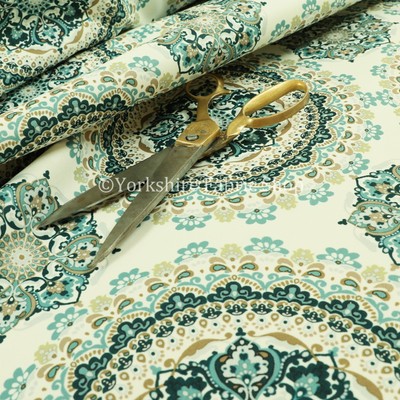 Modern Printed Velvet Medallion Gold Grey Pattern Upholstery Furnishing Fabric