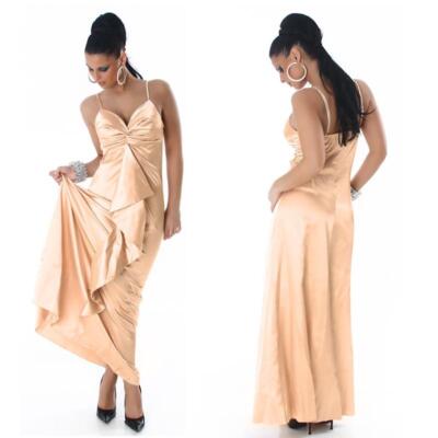 Glamorous Gala Evening Dress Made of Noble Satin Apricot #AK363