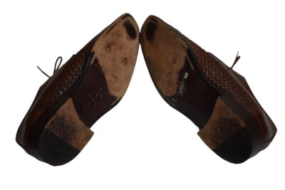 Saks Fifth Avenue Brown Leather Woven Lace-Up Oxford Shoes  display picture 1