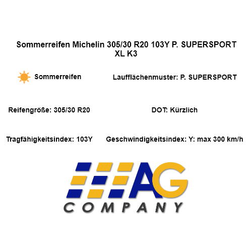 Sommerreifen Michelin 305/30 R20 103Y P. SUPERSPORT XL K3 - Bild 3 von 5