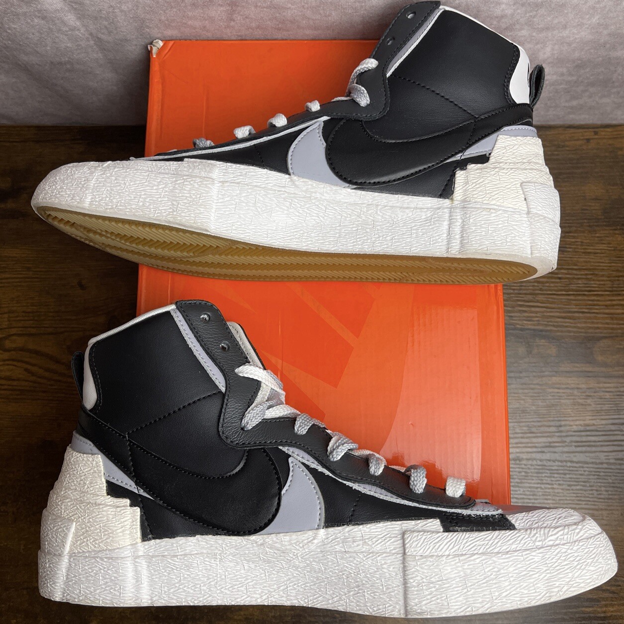SACAI X NIKE Nike Sacai x Blazer Mid Nero Grigio Taglia 11 BV0072 002 Sneakers Uomo OG Rare Funzionanti