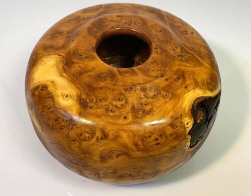 Russian Olive Burl Hollow Form 6x3.5” Art Deco hand turned by Matt Allen - Picture 1 of 7