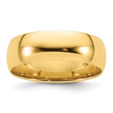 14k Yellow Gold 7mm Wedding Band Ring Gift For Men Size 10.5