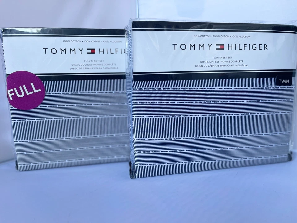 Tommy Hilfiger Medevl Blue Ithaca Stripe Play TWIN OR FULL Sheet Set - Image 2 of 4