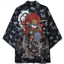Japanese Style Cat Samurai Kimono Streetwear Men Women Cardigan Japan New US