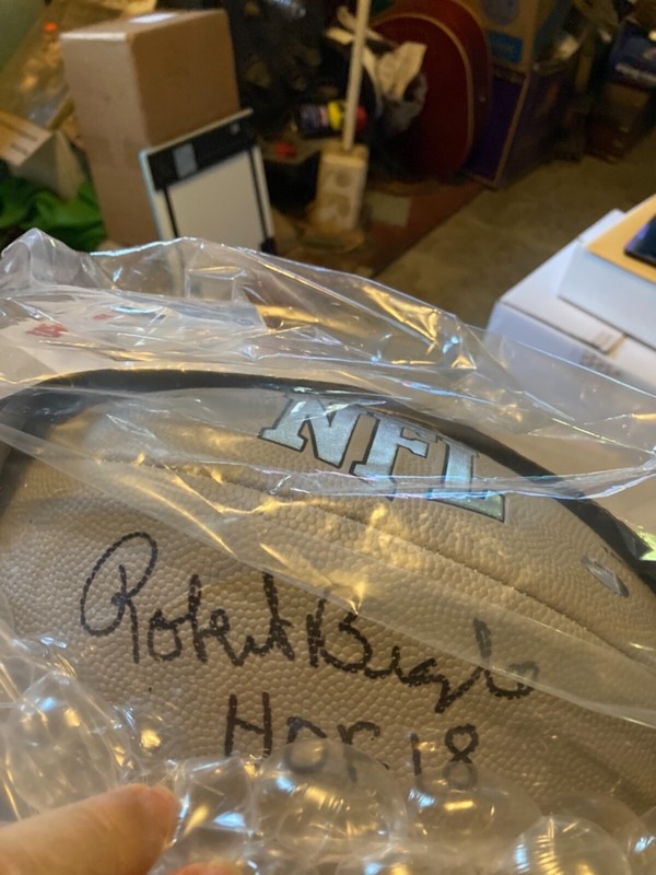 REDUCED!!!! ROBERT BRAZILE SIGNED FOOTBALL HOF  '18".  Football not helmet!!!!!