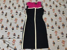 Vintage RALPH LAUREN BODYCON DRESS SIZE 8 Blue Pink White Stretch Stunning Women