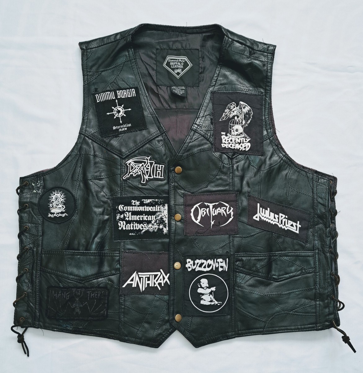 job for a cowboy, Obituary, Leather Patched Battle Mens Vest - Main Image