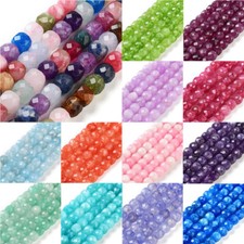 2 Strands Faceted Dyed Cube Natural White Jade Beads Strands Crafts 7x8x7mm 13"
