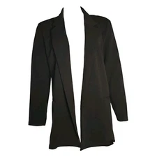 Asos Design Blazer Jacket Womens Size 6 Solid All Black Open Front Long Sleeve