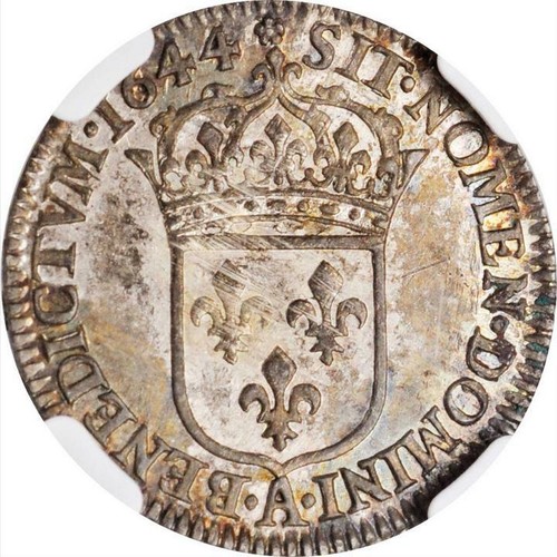 1644 A France 1/12 Ecu Rose NGC MS 62. KM-140.1 - Picture 2 of 4