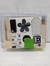 2006 Stampin Up Be Happy Rubber Stamp Flower Smile Enjoy Wood-Mounted 6 Pc