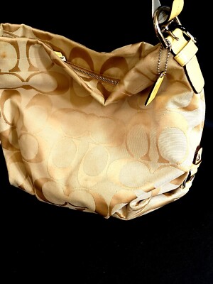 Coach Signature Light Khaki canvas Duffle Shoulder Bag Handbag