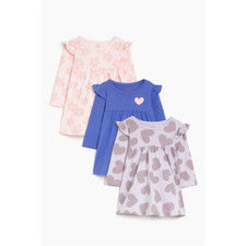 Baby Girls Dresses 3 Pk Pink Blue Grey