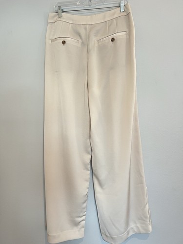 Women’s Banana Republic Pants Factory Silky Pleated Wide-Leg Pant 10 Ivory Pearl - Picture 5 of 7