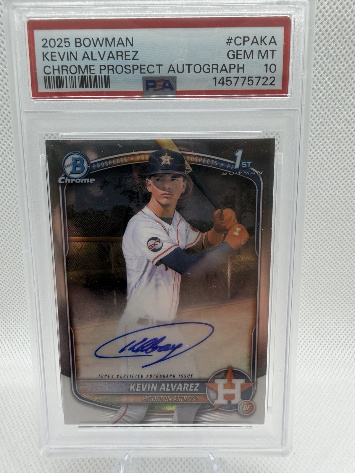 2025 Bowman Chrome Prospect Autographs Kevin Alvarez #CPA-KA PSA 10