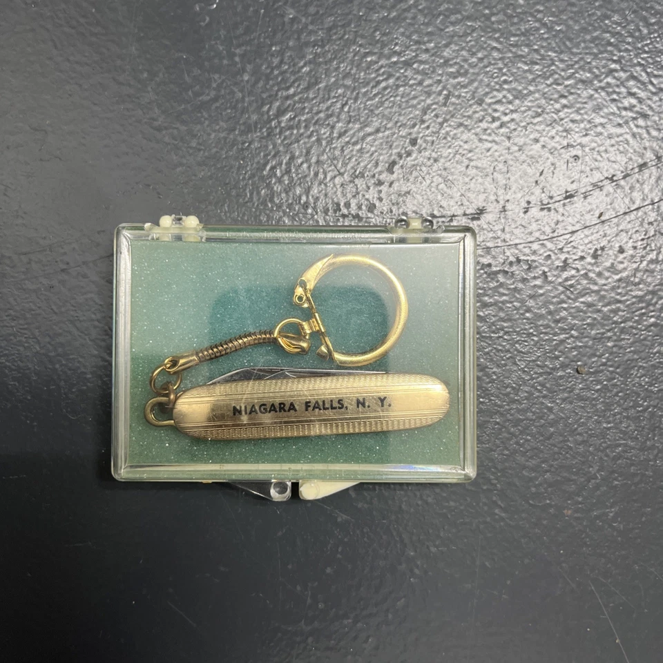 Cuchillo de Bolsillo Plegable Vintage Colonial EE. UU. 2 Hojas Llavero Cataratas del Niágara Souven Foto 3 de 4