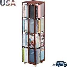 5 Tier 360 Degree Rotating Bookshelf Rolling Storage Rack Sturdy Bookcase Unit