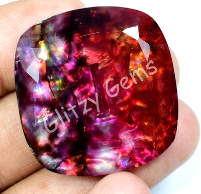 55.65 Ct Natural Ammolite Loose Gemstone Opal Like Organic Doublet Rare Gemstone