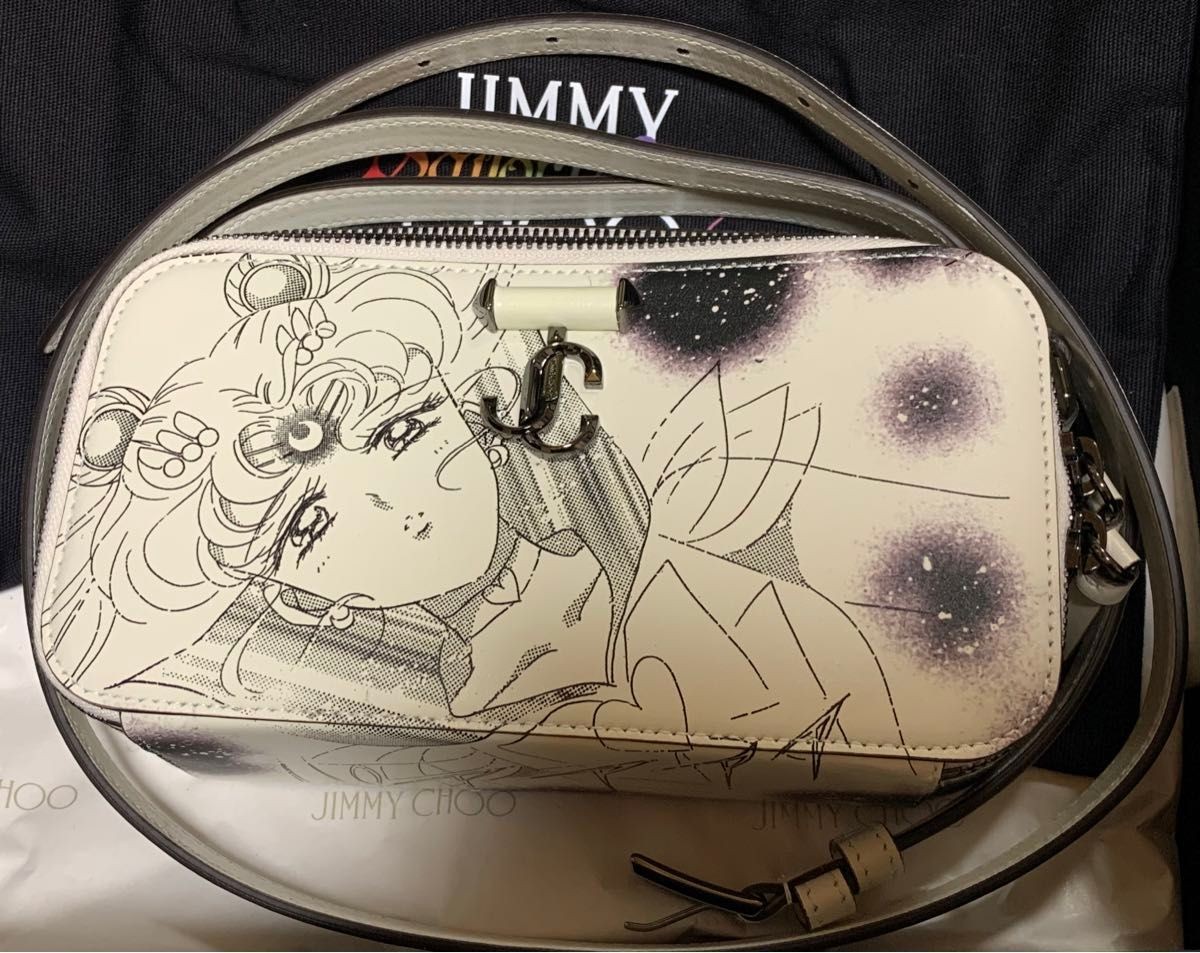 未使用★定価 118,800円 Jimmy Choo スマホ　ショルダー Jimmy Choo Sailor Moon Avenue Mini Crossbody Phone Bag Leather JC