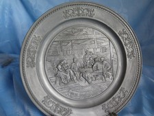 Zinnteller Wandteller Bauernstube 1880 Relief 27 cm 600 g alte Zinnmarke