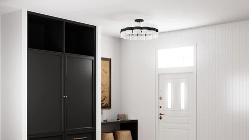 Quoizel SWE1730 Sweeney 6 Light 30"W Semi-Flush Drum Ceiling - Black - Picture 5 of 11