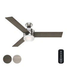 Hunter Fan 54 in Modern Brushed Nickel Finish Indoor Ceiling Fan with Light Kit