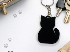 Minimal Cat 3D Printed Keychain Key Ring Charm Bag Backpack Gift