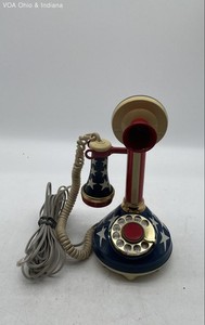 Vintage Americana Candlestick Telephone Stars and Stripes Patriotic *UNTESTED