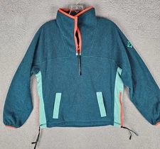 Outdoor Afro x REI Co-op Fleece Sweater Womens XS Teal Hiking Quarter Zip 209796
