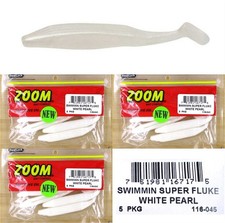 (3) Unopened Pack Bags Zoom 5" Swimmin Super Fluke White Pearl 116-045 Brand New