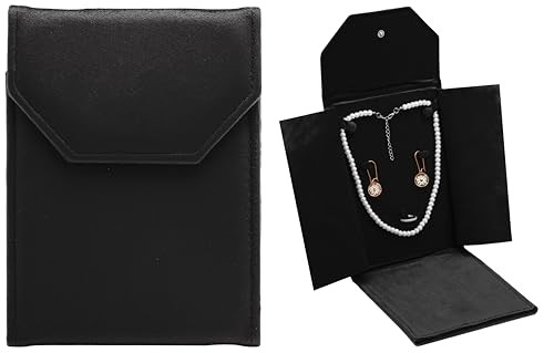 Velvet Necklace Jewelry Travel Folder Storage Display Case for Necklace Black