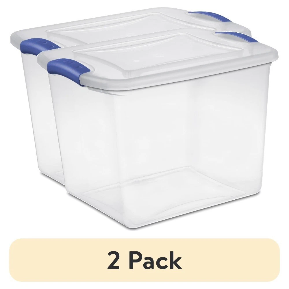 27 Quart Medium Latching Storage Bin, Clear Plastic Storage Container with Latch