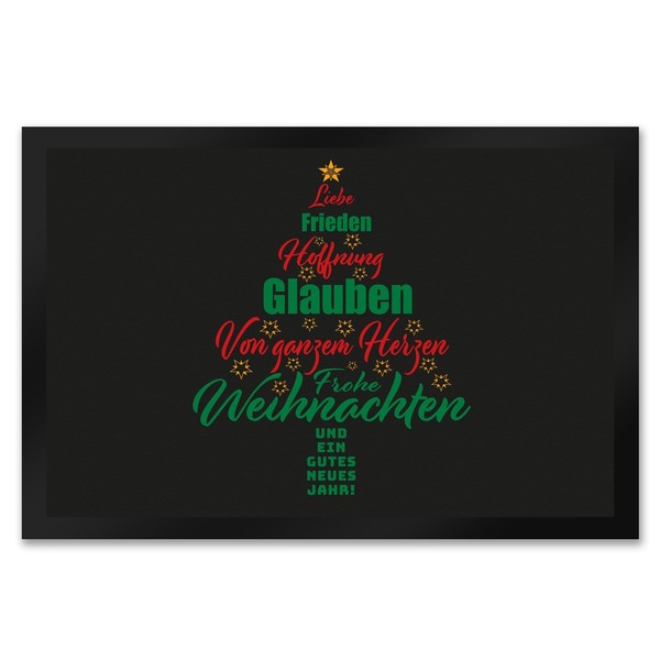 Christbaum FußMatte XXL In 50X75 Cm Mit Spruch Frohe Weihnachten Und Gutes-image