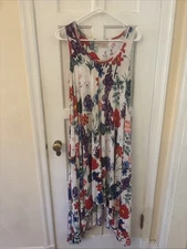 Philosophy Womens Floral  Sleeveless Dress Luxe Rayon Viscose  Hi-Low Large
