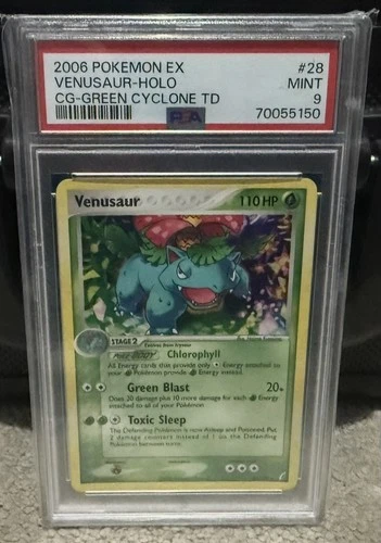 Venusaur EX Crystal Guardians Holo 28/100 PSA 9 Mint Pokemon Green Cyclone