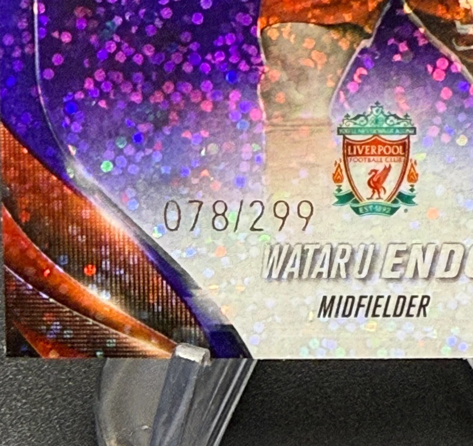 Wataru Endo 2023-24 Topps Chrome UCC Violet Speckle Refractor #d /299 Liverpool - Image 3 of 4