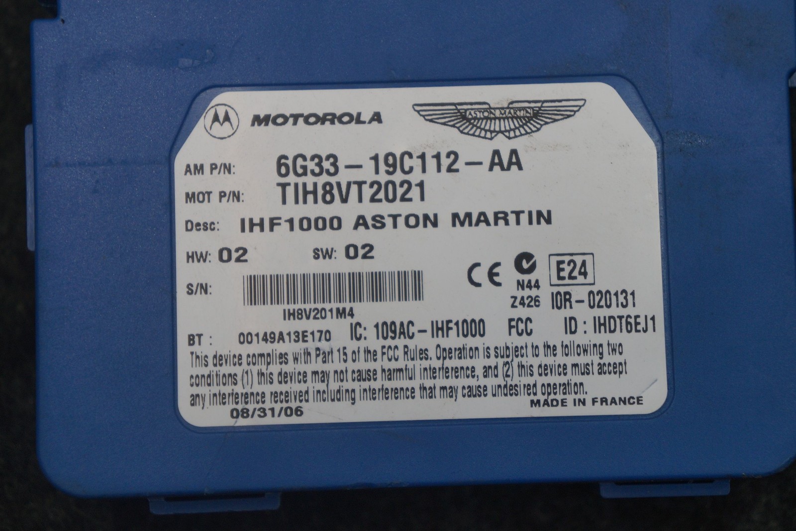 Bluetooth Communication Module 6G33-19C112-AA OEM Aston Martin V8 Vantage 2007
